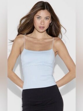 Wild Fable Lace Trim Tank Top/Cami - Buttery soft- Size Large- Light Blue